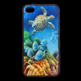 turtle iphone cover with blue tang fish
